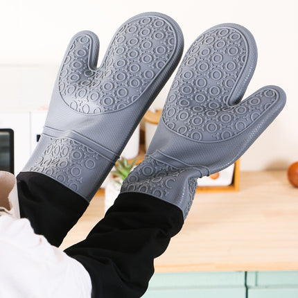 Extra long thick silicone insulated gloves, specially used in the kitchen